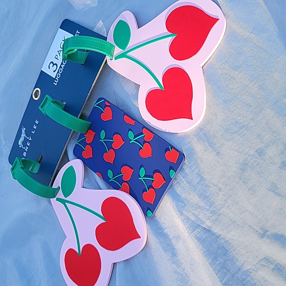 Dabney Lee Cherry Heart 3pc Luggage Tags Set